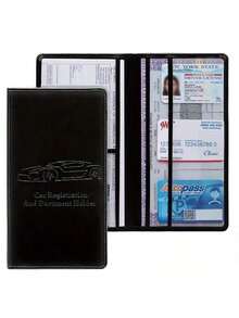Men's And Women's Vehicle Registration And Insurance Card Holders, Car Glove Box Organizer Folder Wallet Artificial Leather Manual Holder - Card Pack - View 4