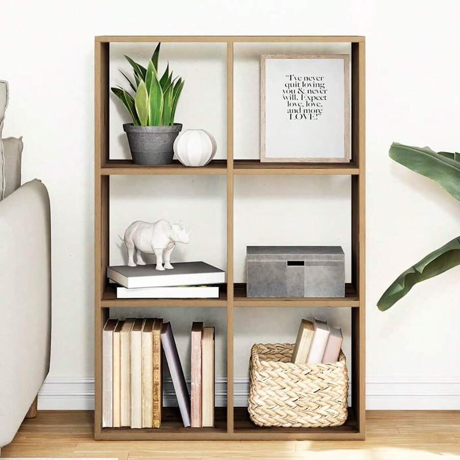 vidaXL Étagère séparée de pièce chêne artisanal 69,5x29x103,5 cm - Tabac - Voir 1