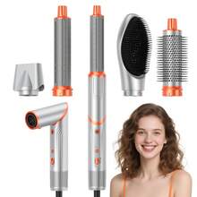 stylefi 5-In-1 Hot Air Hair Styler With Interchangeable Attachments, Curling Iron & Straightening Brush For Home Styling - Silver - View 11