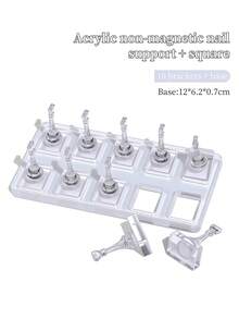 1 Set Non-Magnetic Nail Display Acrylic Nail Display Stand Tips Holder Transparent Pink/Purple Nail Practice Stand Fingernail DIY Manicure Stand Tools