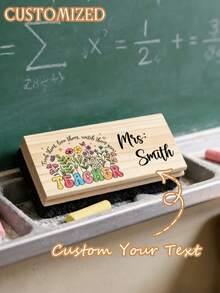 1pc Custom Premium Wooden Blackboard Eraser, Sturdy Felt Cleaner With Cute Patterns, Dust Free For Classrooms/ Glass. Ideal For Teaching, Office & Home Use. Perfect Teacher's Gift For Teacher's Day/Graduation/Back To School. - Multicolor - View 2