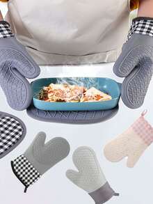 2pcs Heat Resistant Microwave Oven Gloves, Heatproof Kitchen Baking Gloves, High Temperature Silicone Oven Mitts - Home Kitchen - Multicolor - View 1