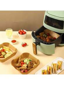 200/150/100/50 Sheets Parchment Paper With Wavy Edges - Heat Resistant Up To 450°F, Non-Stick & Leak-Proof, Suitable For 5-8 Quart Air Fryer/Oven - Family Pack - Wood Color - View 9