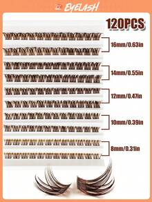 Asiteo 110/120 pièces Rallonges de cils naturels bruns de type D, faux cils épais, doux et ébouriffés, similaires aux cils de vison, conviennent pour les fêtes de l'Aïd, les soirées de fiançailles, les enterrements de vie de garçon, les mariages, les voyages, les vacances à la plage et le maquillage - D - Voir 4