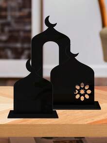 3件套伊斯兰新月亚克力桌面摆件 - 节日家居装饰，中东阿拉伯几何图案桌面中心摆件，伊斯兰风格装饰（黑/白/金，小/中/大/3件套） - 彩色 - 查看 24