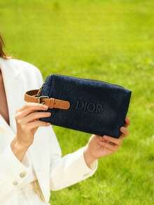 Dior Limited Edition Canvas Cosmetic Bag - Large Toiletry Bag, Luxury Christmas And Holiday Gift - Royal Blue - View 2