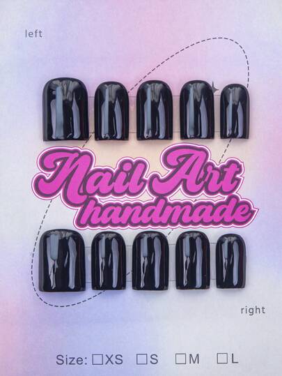 10pcs Square Shaped Handmade Nail Tips, Y2K Baddie Style, Nude & Black Color With French Tip Design, Suitable For Women & Girls, Includes Tools, Great Gift For Ladies