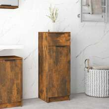 vidaXL Armadio da bagno Chêne fumé 32x34x90 cm Legno d'ingegneria - Castano - Visualizzare 1