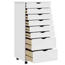 vidaXL Armoire roulante avec tiroirs MOSS blanc bois de pin solide - Blanc - Voir 4