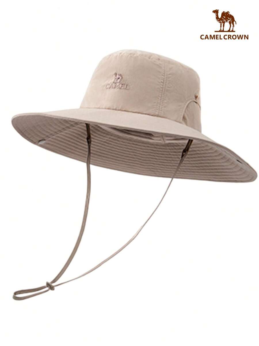 CAMEL CROWN Wide Brim Bucket Hat, Summer UV Protection Sun Hat, Denim Hat, Hiking Cap - Khaki - View 1