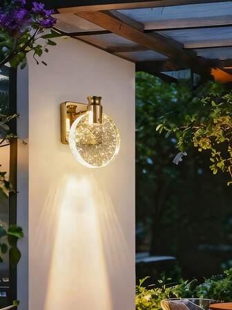 1 pieza Lámpara de pared de cristal dorada, fuente de luz LED, adecuada para dormitorio, habitación, mesita de noche, decoración de pared y lámpara de pared para el hogar. Lámpara de pared decorativa de Ramadán, iluminación de dormitorio, accesorio de iluminación de dormitorio.