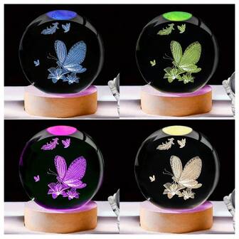 The 3D Butterfly Honey Gathering Crystal Ball Night Light Is The Best Gift For Valentine's Day, Thanksgiving Day, Mother's Day And Other Festivals, And Also A Beautiful Gift For Birthdays. It Can Be Used In The Home And Placed In The Study