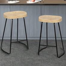 ALFORDSON 2x Taburetes de Bar 65cm Silla de Cocina de Madera Vintage Estilo Tractor - Color madera clara - Ver 1