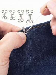 50sets-Sewing Clips For Fabric,Eye Hook,Hook And Eye Sewing, Multi-Purpose Clothes Buckle, Iron Sewing Hook & Eye Closure, Sewing Hook And Eye Fasteners, Suitable For Bras And Clothing, 3 Sizes (Silver And Black) - Multicolor - View 7