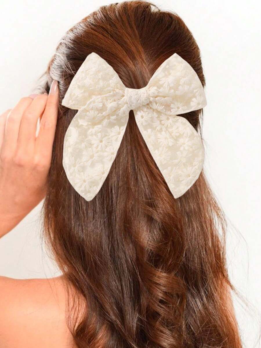 Milky White Bow Hair Scrunchie, European And American Lace, Elegant Lady, Transparent Ribbon, Internet Celebrity Girl Hair Accessory