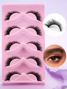 Pestañas postizas con banda invisible en forma de U, recomendadas por maquilladores, de aspecto natural - Negro - Ver 7