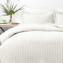 Luxury Striped Duvet Cover Set, Standard/King Size, Ivory Velvet Texture. - Multicolor(多色) - 查看 4
