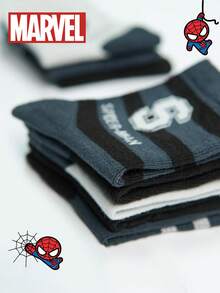 Marvel 10双装儿童漫威蜘蛛侠条纹图案中筒袜，运动袜，四季皆宜，欧美尺码，舒适透气耐穿，色彩鲜艳，适合日常穿着，优质面料，不闷汗，卡通图案，秋冬季款 - 彩色 - 查看 7