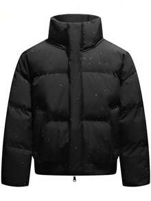 Chaquetas de invierno para hombres nueva llegada de 2026 chaqueta de algodón grueso y cálido estilo de calle holgado y casual chaqueta con relleno diseño del cielo estrellado - Negro - Ver 3