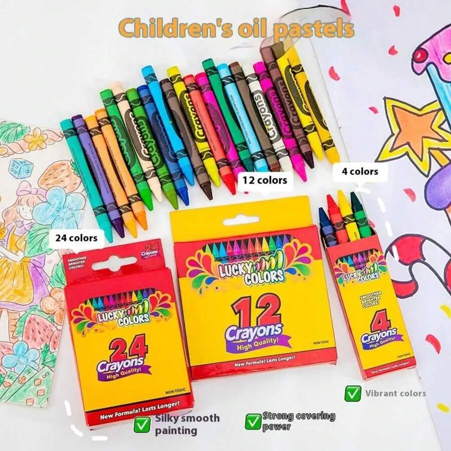 4/12/18/24Colors Art Drawing Set Multicolor Crayons Kid Graffiti Brush Student Oil Painting Stick Suit School Art Supplies - A8 - 查看 1