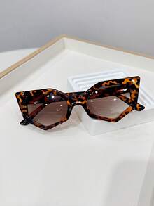 1pc Women's Casual Retro Cat Eye Tinted Fashion Glasses, Fashionable For Daily Wear, Beach, Street Style - Multicolor - View 6