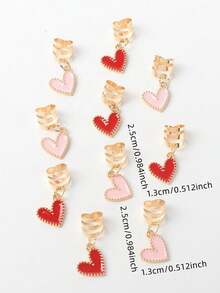 10pcs Valentine's Day Heart Tassel Accessories Set, Bohemian Cute Hairpin, Headchain, Star Moon Combination, Ramadan Gift, Party Hair Rings, Braided Rings