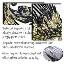[Free Shipping]Silvora Pair Embroidery Phoenix Costume Sequin Appliques Patches, Peacock Feather Tail Applique Embellishments For Dance Dresses,Clothes,T-Shirt,Neckline Bodice Pants (Black) - Black - 查看 6