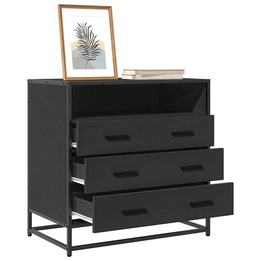 Cassettiera vidaXL nera 70x41x70 cm realizzata in ingegneria - nero - Visualizzare 1