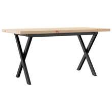 vidaXL Mesa basse cadre en X 100x50x45,5 cm madera de pin macizo acier - Marrón - Ver 6