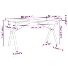 vidaXL Tavolo da mangiatoia quadro a Y 160x80x75 cm in legno massiccio d'acciaio - Castano - Visualizzare 10