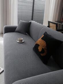 1pc Simple Straight Line Sofa Cover, Anti-Cat Scratch Sofa Slipcover, Dust-Proof Sofa Pad, Simple Dust-Proof Cloth Backrest Sofa Cover, Anti-Slip, Anti-Cat Scratch, Protect Sofa For All Seasons - Dark Grey - View 3