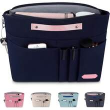¡RecomendadoHyFanStr organizador de carteras, organizador de bolsa con cierre para mujer, organizador de bolsa con 15 bolsillos, color beige, L¡Top de Temporada - Rosa - Ver 3