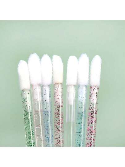 100/50/10pcs Disposable Lip Brushes, Lip Gloss Applicators, Lint-Free Makeup Brushes, Lipstick Brushes, Mini Cleaning Swabs, Eyelash Extension Tools. Can Be Used For Applying Lipstick/Lip Gloss/Nail Polish/Concealer/Eye Makeup, Also Can Be Used As Cleaning Swabs.