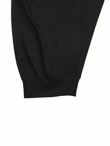 男士黑色宽松哈伦裤，高腰抽绳七分裤，轻便休闲街头风宽松灯笼裤 - 黑色 - 查看 6