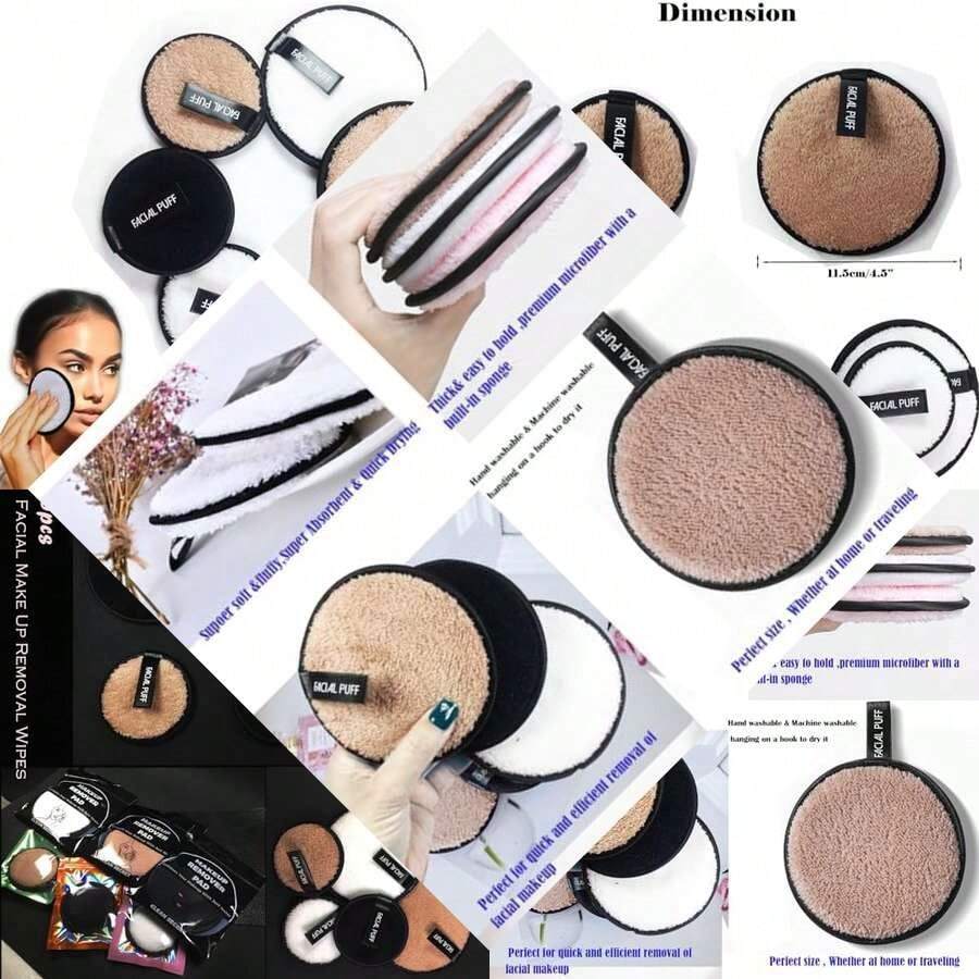 Reusable Makeup Removing Pads Gentle Hypoallergenic for Facial Cleansing and Mascara Removal - como en la foto - Ver 1