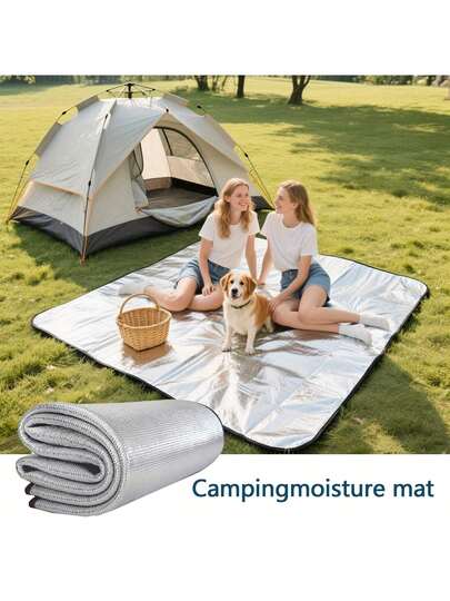 1pc Featuring A Dual-Layer Aluminum Foil Design, This Mat Provides Superior Thermal Reflection On Both Sides-Keeping Body Heat In And Ground Cold Out. Whether Placed Under A Sleeping Bag Or Used As A Picnic Blanket, It Effectively Blocks Moisture, Dampness, And Cold Transfer For A Warmer, Drier Rest In Any Weather