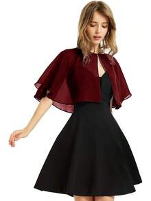 Women's Soft Chiffon Shawl Wraps Shrug For Evening Dress Wedding Cape Bolero Flapper Cover Up - Màu đỏ rượu vang đậm - Xem 7