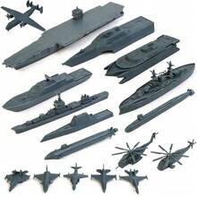 Military Naval Ship Aircraft Carrier Toy Set, Includes Small Model Planes, Destroyers, Battleships And Supply - Black and Gray - View 8