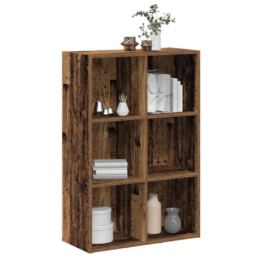 Bibliothèque/Buffet vidaXL en bois ancien 66x30x98 cm, ingénierie du bois - Tabac - Voir 1