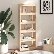 vidaXL Biblioteca/separador de piezas 60x30x167,5 cm pin macizo - Marrón - Ver 6