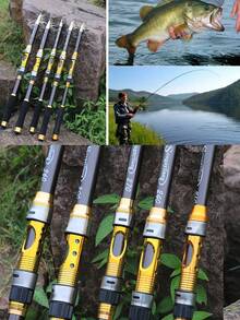 SOUGAYILANG Caña de pescar de fibra de carbono de 1,8 m a 3,6 m, punta de caña de alta sensibilidad, asiento de carrete sólido y guías de cerámica + Carrete giratorio serie 4000, relación de engranajes 5.2:1, bobina de aluminio, con alarma audible - Kit de pesca para black bass/trucha/pez rojo - Negro - Ver 12