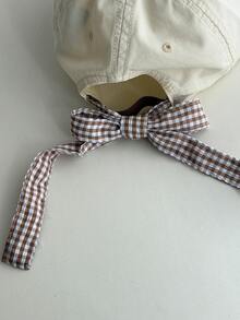 1pc Soft Top Dachshund & Gingham Bow Embroidered Baseball Cap, Cartoon Puppy Bow Plaid Strap, Fashionable, Suitable For Spring/Summer, Versatile, High Quality, Ins , Sun Protection, - Multicolor - View 11