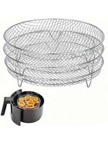 3 buc/set suport pentru friteuză cu aer din oțel inoxidabil 304, suport stivuibil pentru deshidrator, accesorii multifuncționale pentru copt, potrivite pentru prăjit și grătar, mașină de spălat vase - Multicolor - Vizualizare 10