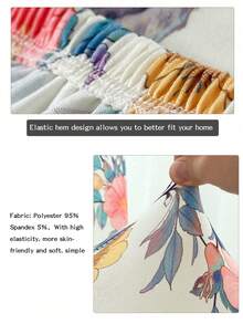 1pc Digital Printed Milk Silk High Back Chair Cover, Floral, Rabbit, Stretch Dustproof Slipcover, Removable & Washable, Suitable For Living Room, Dining Room, Bedroom, Study - Multicolor - View 6