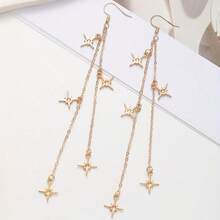 Hegaze 1 Pair Bohemian Style Long Star Tassel Pendant Earrings - Unique Minimalist Women Earrings - Yellow Gold - View 4