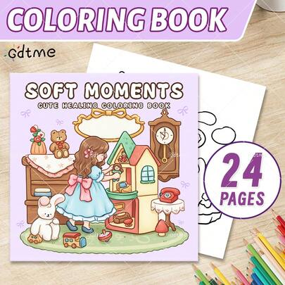 GDTME SOFT MOMENTS: Bold-Easy Patterns Coloring Book For Adults Cute Drawing Book Perfect Gift For Ramadan, Valentine's Day, Christmas Party, Halloween And Birthday-Cute Scene Coloring For Stress Relief: Suitable For Friends Who Love Coloring And Back To School(Cozy Space Coloring)