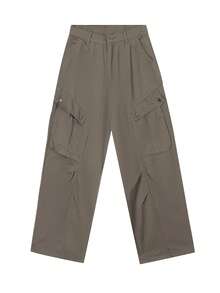 Quần jeans ống rộng phong cách đường phố Mỹ, quần cargo cho nữ, kiểu dáng thường ngày, thích hợp cho mùa xuân. - Màu Khaki - Xem 4