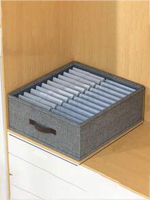 1个双层衣物收纳盒 - 可水洗、可折叠、多层整理盒，带多个网格抽屉，用于存放裤子