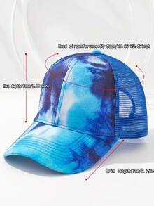 1 件女士扎染撞色透气网眼棒球帽，时尚户外运动太阳帽