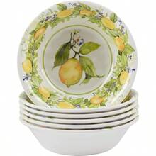 Lemon Zest Melamine All Purpose Bowls Set Of 6 – 7.5" Citrus-Inspired Unbreakable Lightweight Dinnerware For Salad, Cereal, Snacks, Pasta, Summer Outdoor Dining & Everyday Use - 預設 - 查看 1